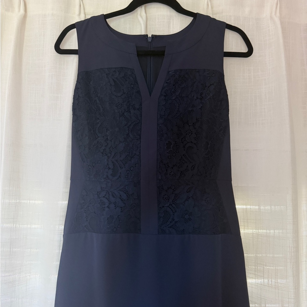 Ann Taylor Navy Lace-Panel Dress